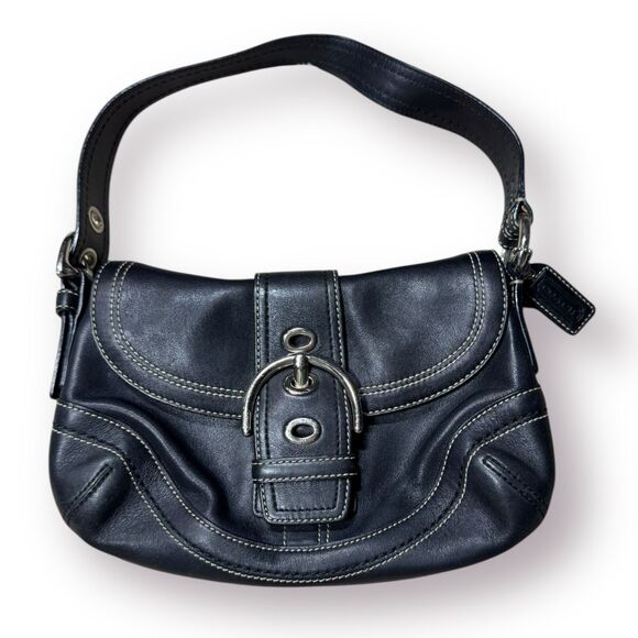 Coach F10909 Vintage Small Soho Black Leather Shoulder Bag w/Contrast Stitching - Picture 1 of 10